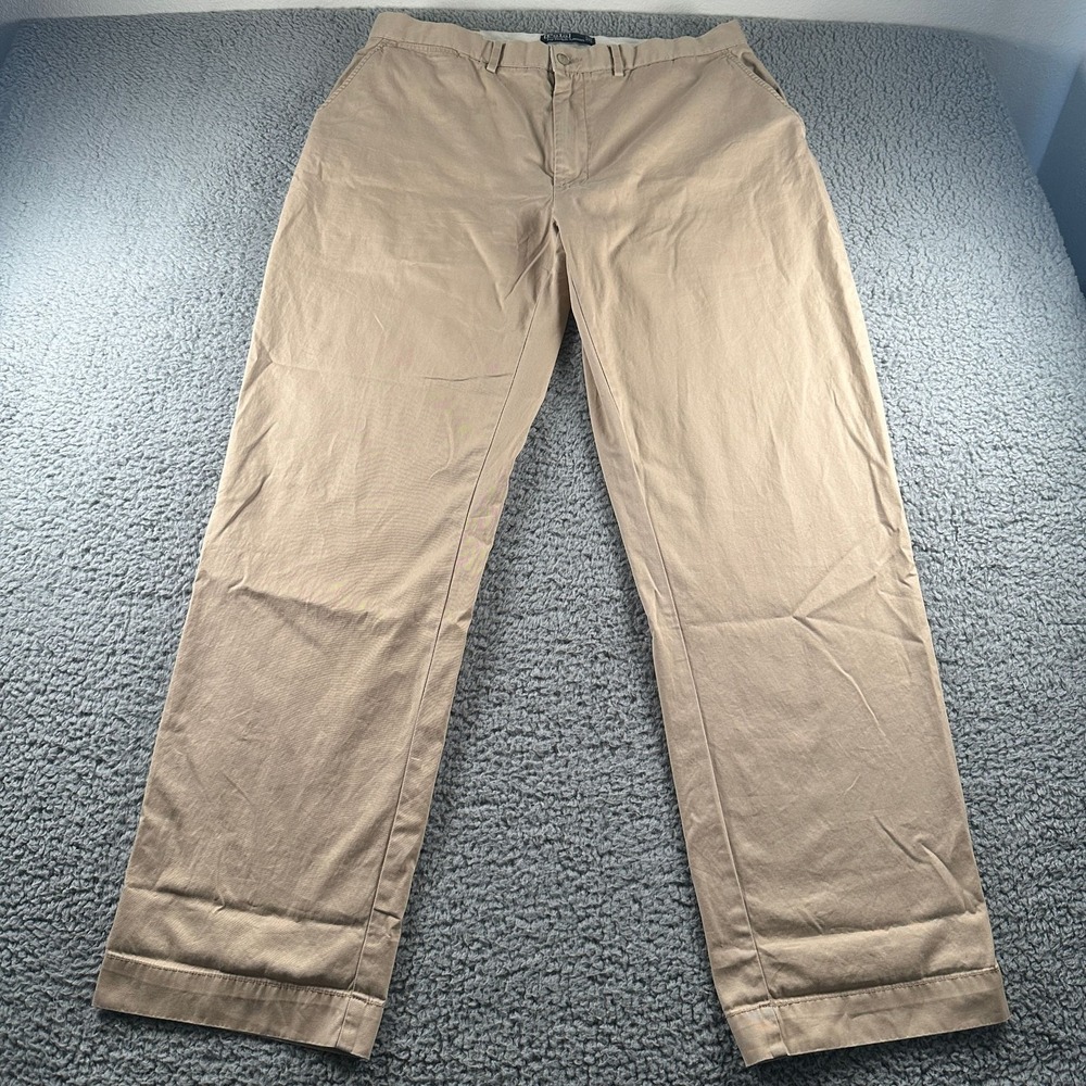 Vtg Polo Ralph Lauren Pants Mens 36x32 Khaki Cotton Chino Classic Straight 90's
